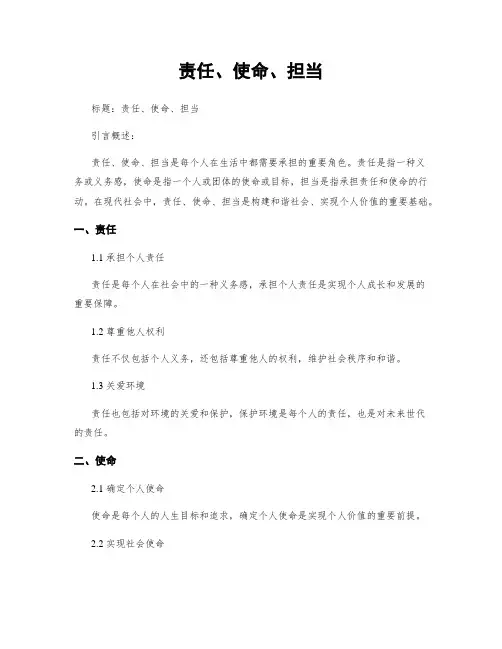 责任、使命、担当