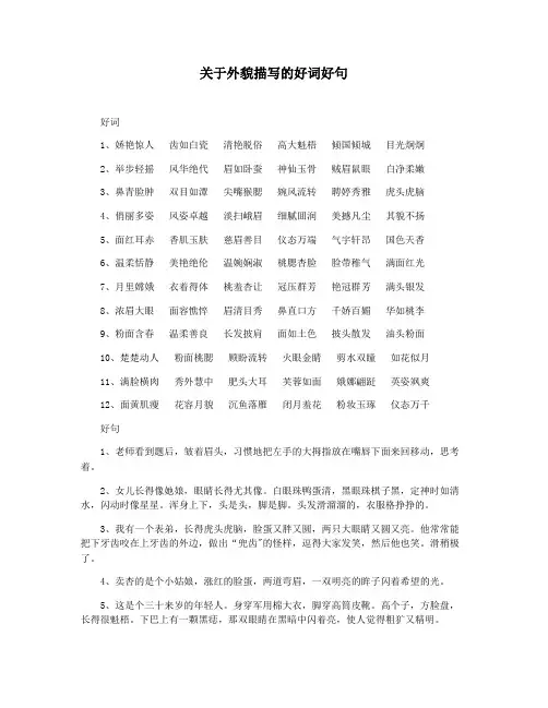 关于外貌描写的好词好句