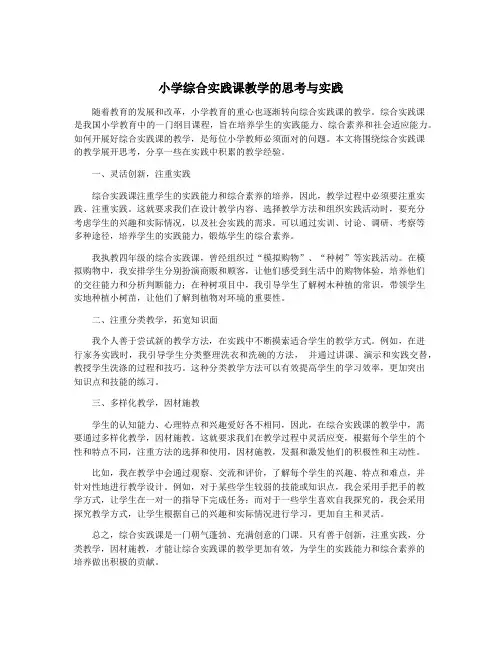 小学综合实践课教学的思考与实践