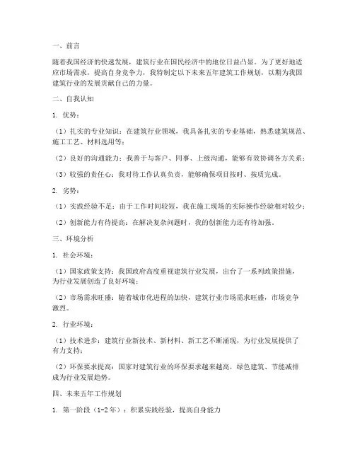 未来五年建筑工作规划