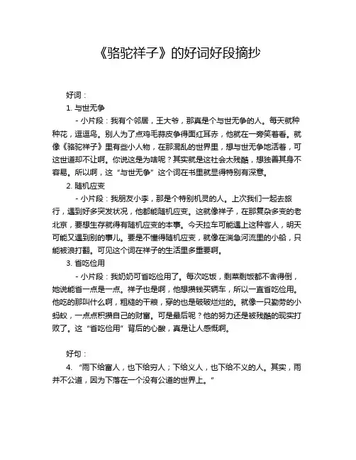 《骆驼祥子》的好词好段摘抄