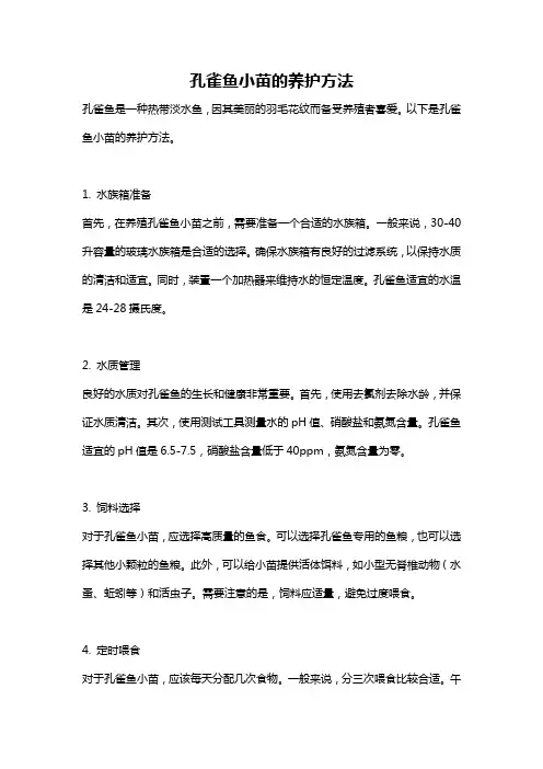 孔雀鱼小苗的养护方法