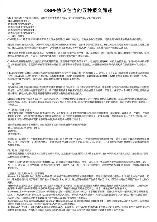 OSPF协议包含的五种报文简述