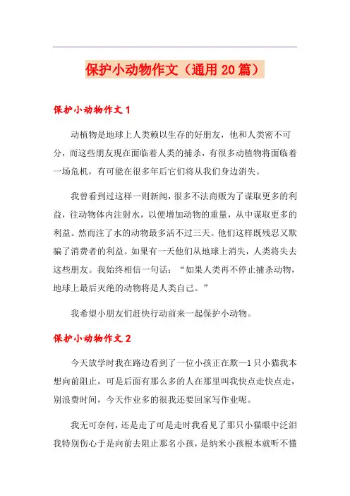 保护小动物作文(通用20篇)