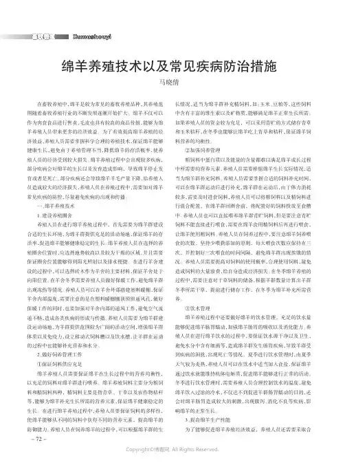 绵羊养殖技术以及常见疾病防治措施