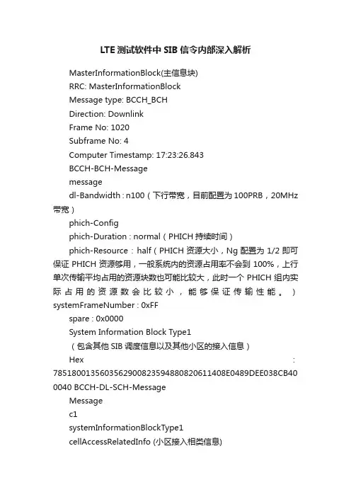 LTE测试软件中SIB信令内部深入解析