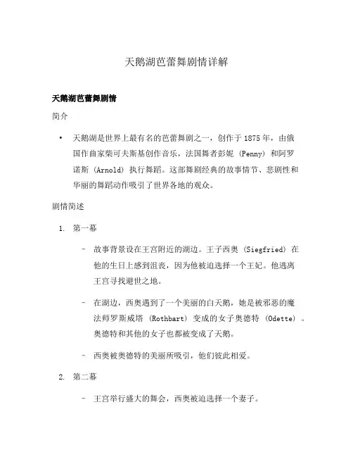 天鹅湖芭蕾舞剧情详解