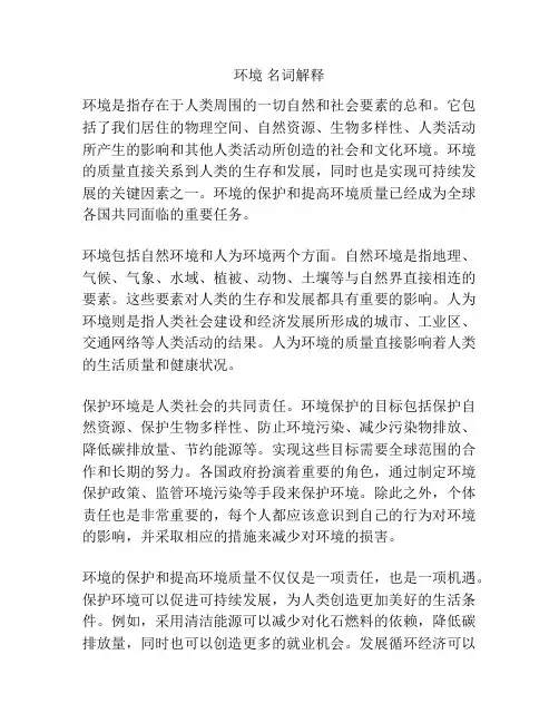 环境 名词解释