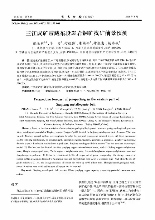 三江成矿带藏东段斑岩铜矿找矿前景预测