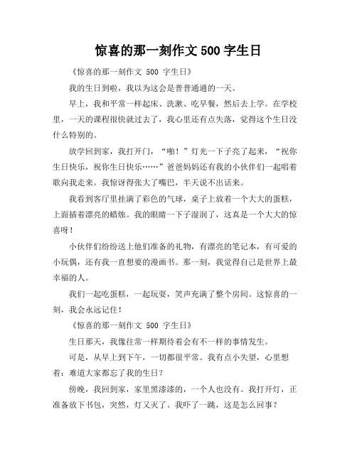 惊喜的那一刻作文500字生日