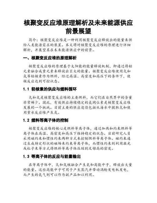 核聚变反应堆原理解析及未来能源供应前景展望