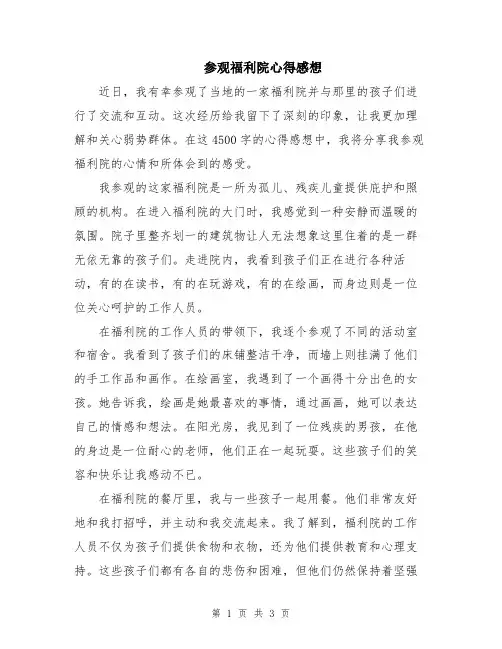 参观福利院心得感想