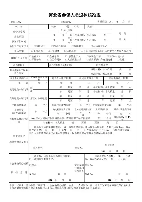 退休核准表