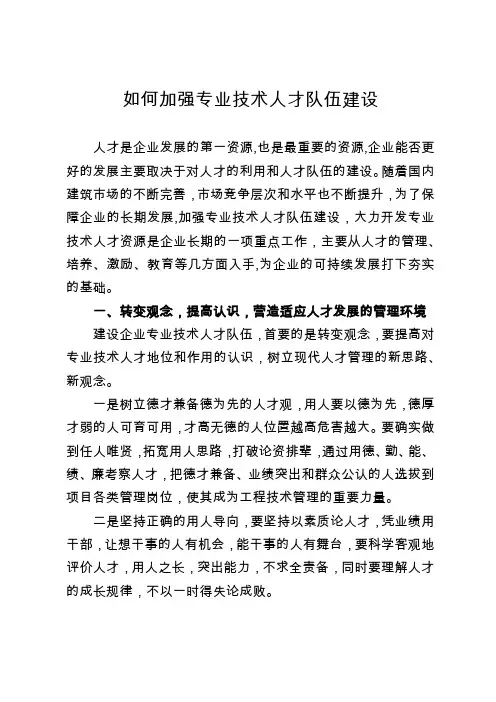如何加强专业技术人才队伍建设
