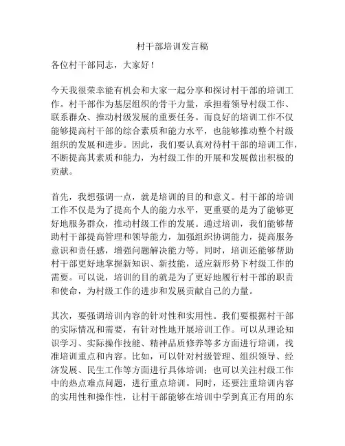 村干部培训发言稿