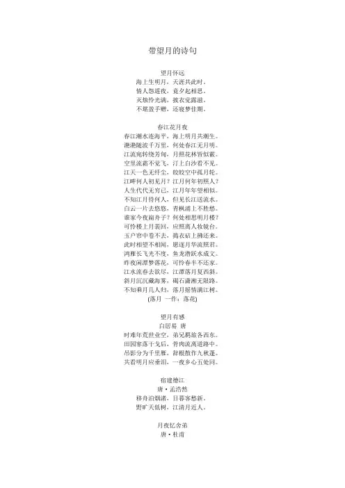 带望月的诗句