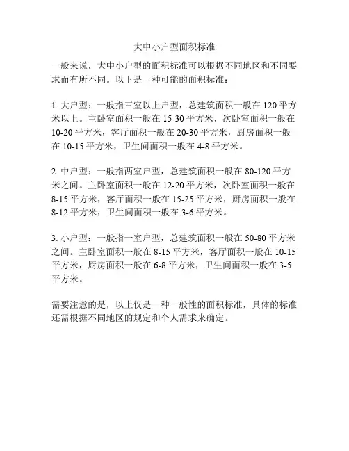 大中小户型面积标准