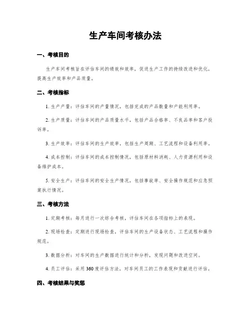 生产车间考核办法