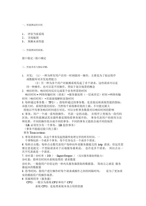 性能测试基本测试概念