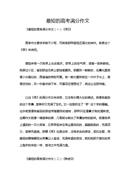 最短的高考满分作文