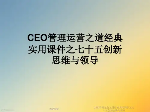 CEO管理运营之道经典实用课件之七十五创新思维与领导