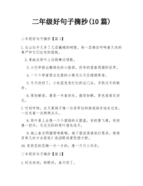 二年级好句子摘抄(10篇)