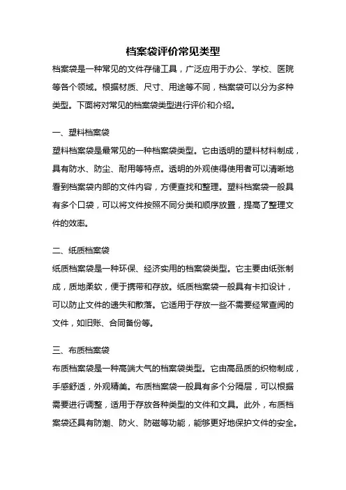 档案袋评价常见类型