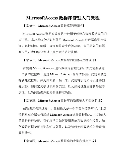 MicrosoftAccess数据库管理入门教程