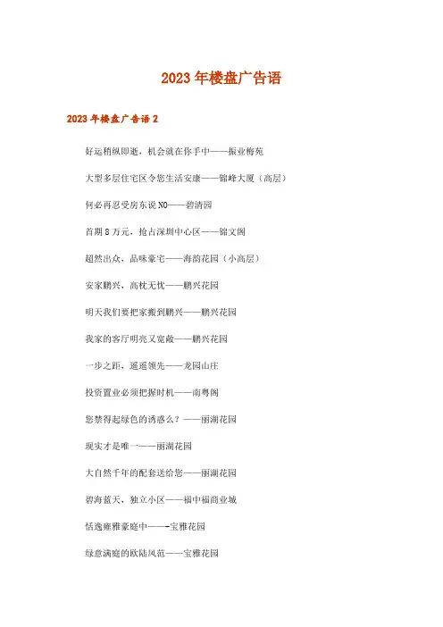 2023年楼盘广告语_4