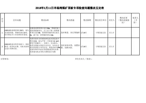 问题整改五定表