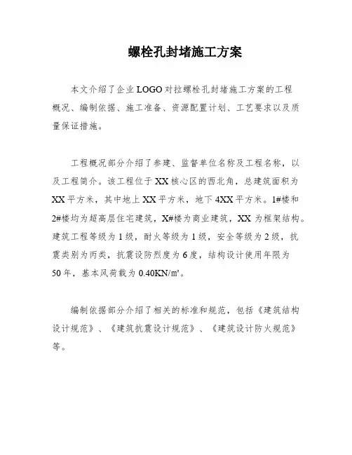 螺栓孔封堵施工方案