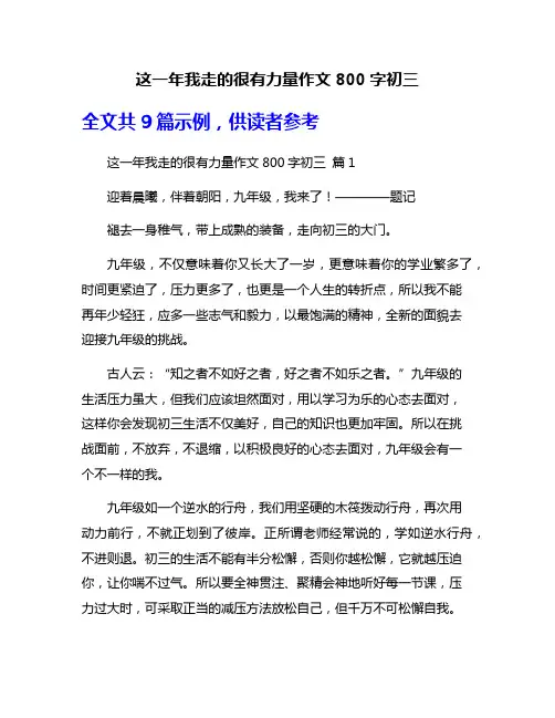 这一年我走的很有力量作文800字初三