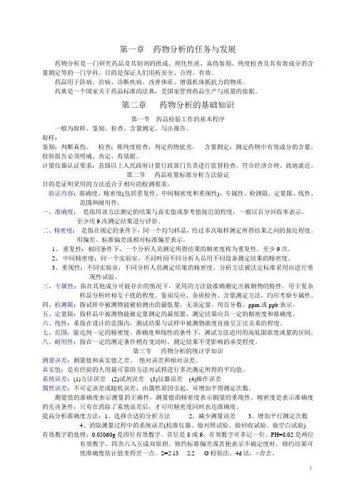 [药学四大基础课程知识点暴强总结]药物分析