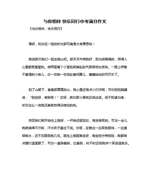 与你相伴 快乐同行中考满分作文