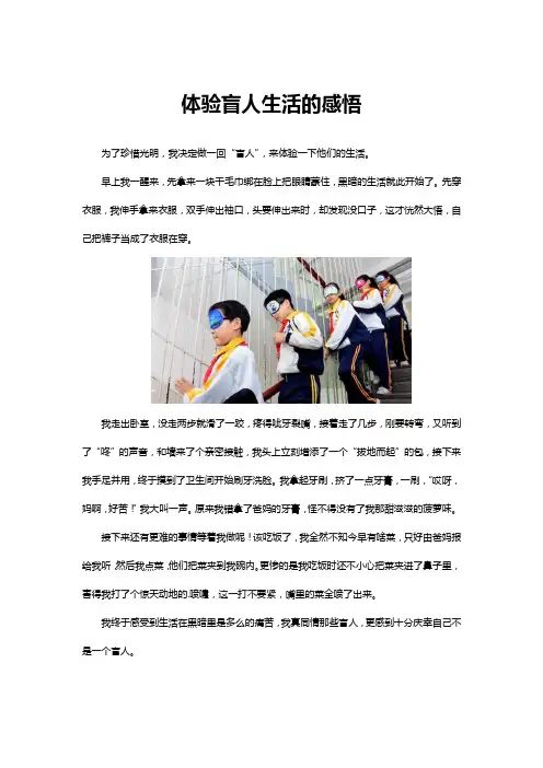 体验盲人生活的感悟
