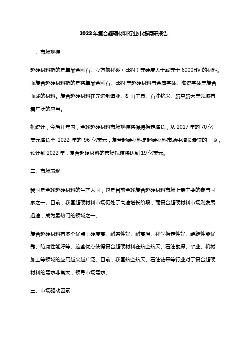 2023年复合超硬材料行业市场调研报告