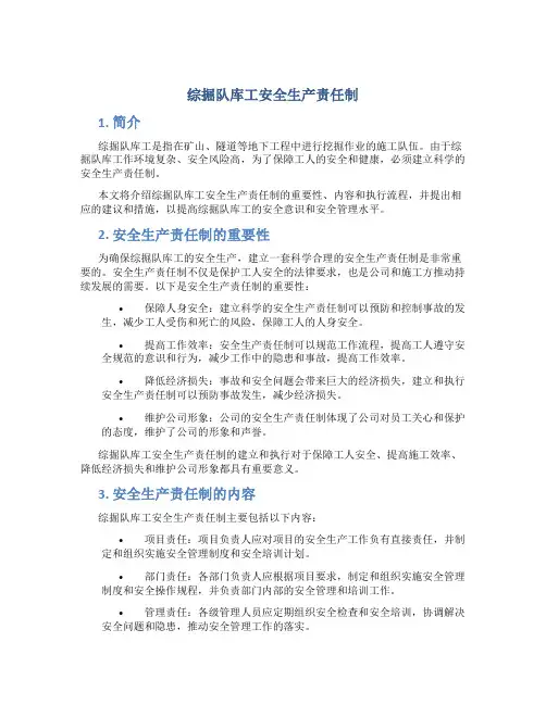 综掘队库工安全生产责任制