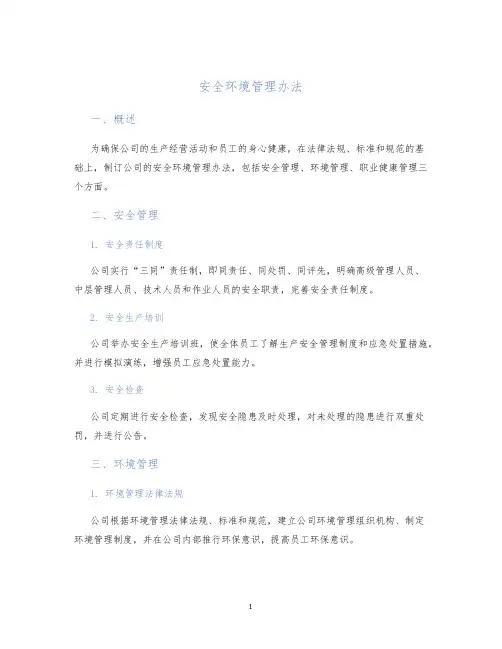 安全环境管理办法