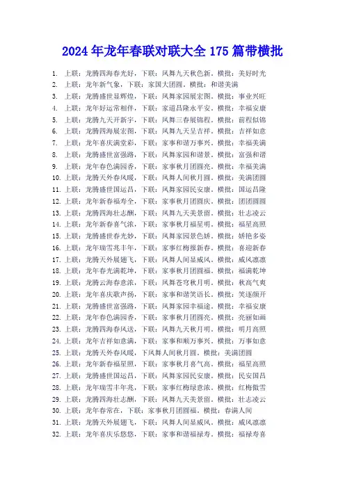 2024年龙年春联对联大全175篇带横批