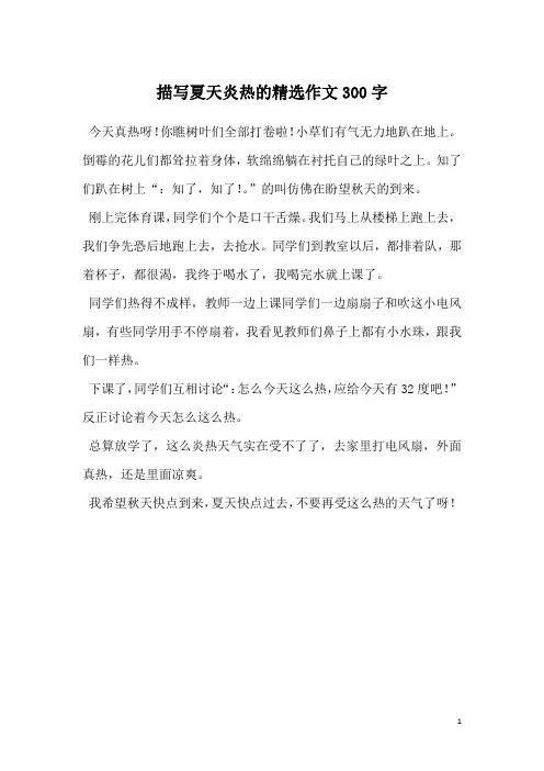 描写夏天炎热的精选作文300字_1