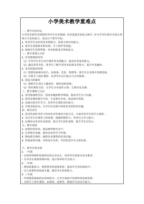 小学美术教学重难点