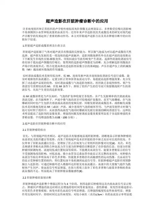 超声造影在肝脏肿瘤诊断中的应用