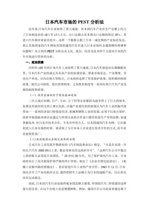 日本汽车市场的PEST分析法