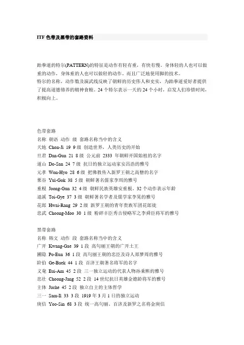 ITF色带及黑带的套路资料