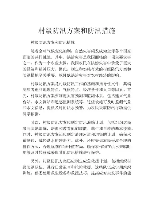 村级防汛方案和防汛措施