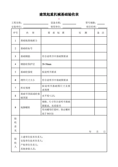 施工升降机综合验收表