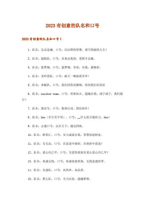 2023有创意的队名和口号