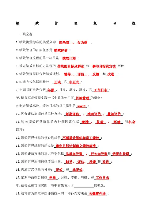 绩效管理试题及答案