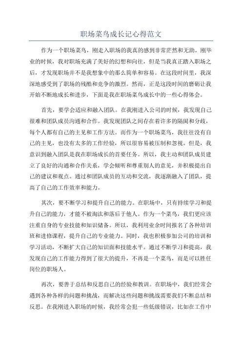 职场菜鸟成长记心得范文