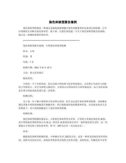 染色体核型报告案例